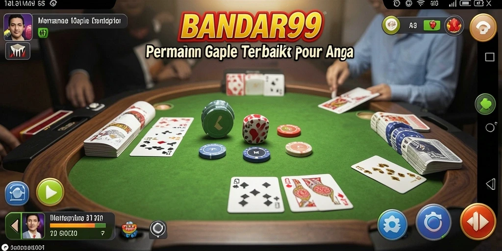 Tampilan gameplay menarik BANDAR99 dengan kartu Gaple yang jelas.