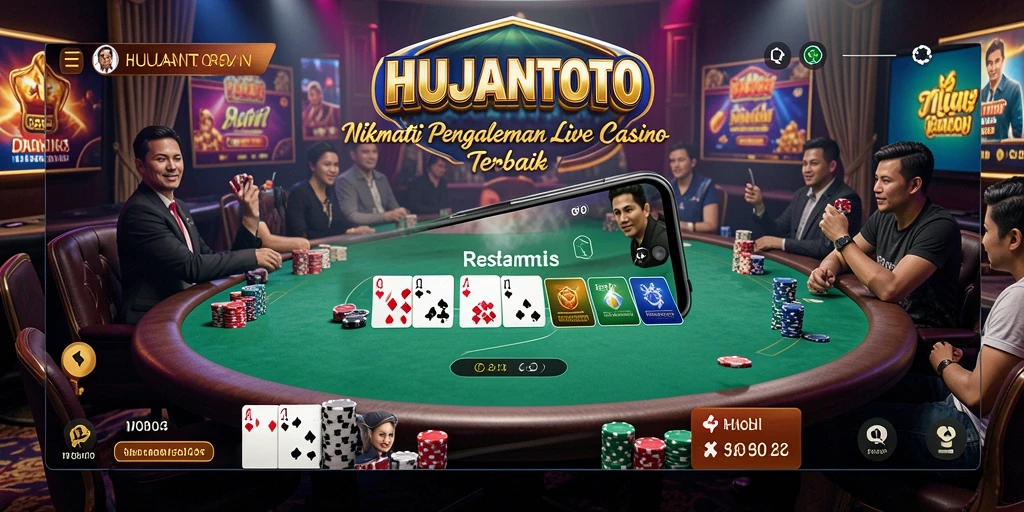 Tampilan gameplay Live Casino yang mendebarkan di HUJANTOTO.