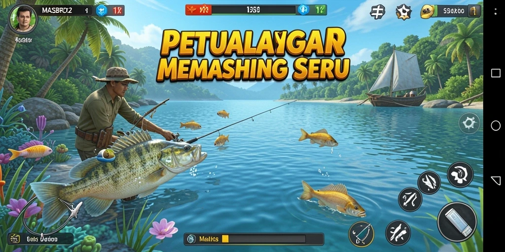 Screenshot gameplay memancing yang memukau dalam MASBRO12.