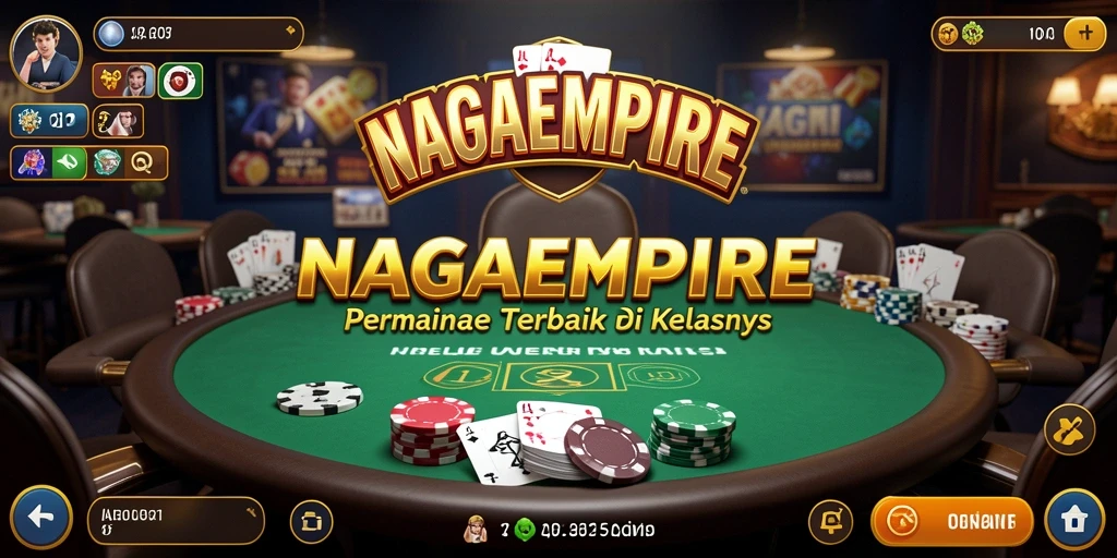 Tampilan utama permainan NAGAEMPIRE yang menampilkan suasana meja poker.