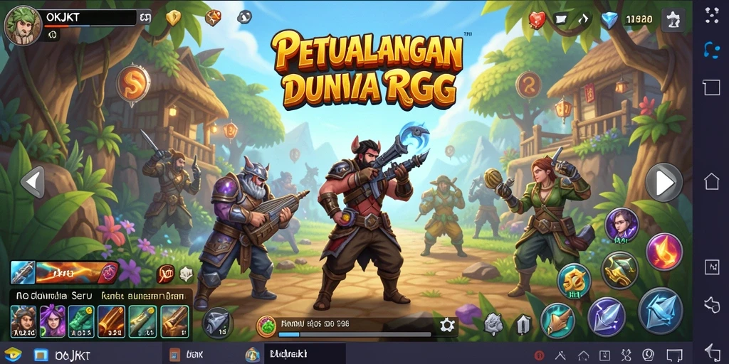 Screenshot permainan RPG OKJKT dengan aksi bertarung yang intens.