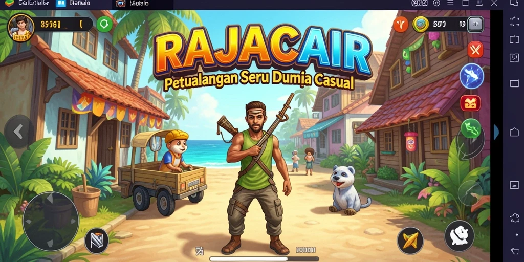 Tampilan gameplay seru dalam RAJACAIR yang penuh warna.